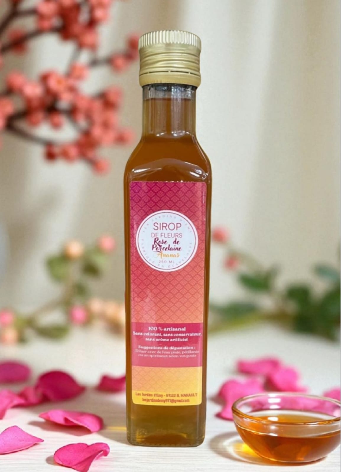 Sirop bien-être et gourmandise - Fleur de Rose de Porcelaine & Ananas